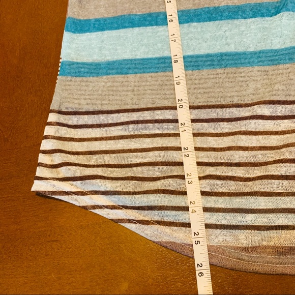 3/15 💚 NWOT Blue Striped Crochet Pocket Baseball Tee - Picture 9 of 9